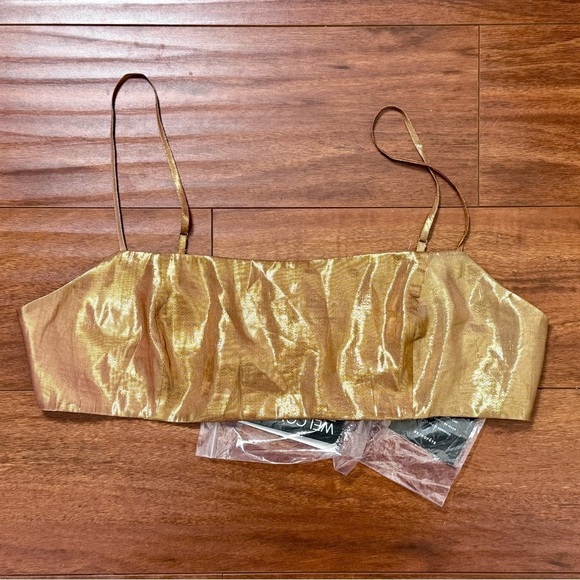 NWT RETROFETE Set Silk Metallic Chiffon High Waist Pleated Short & Bra Top XL - Picture 8 of 16